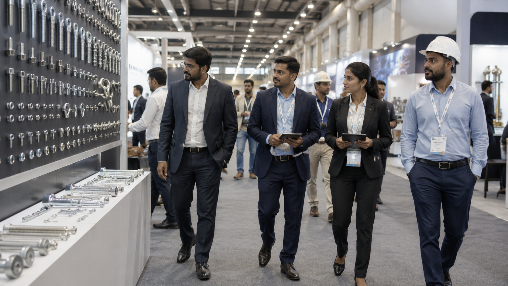 Visitors exploring Bharat Fastener Expo exhibition floor